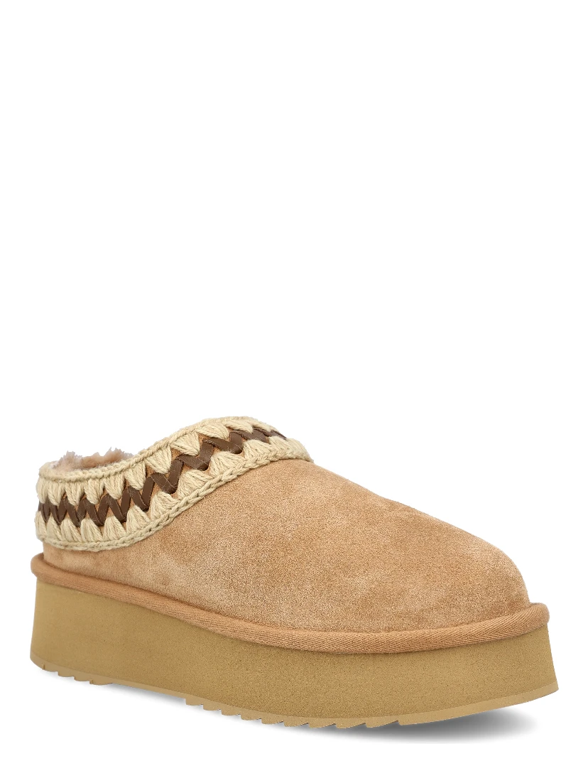 flatform shearling mules