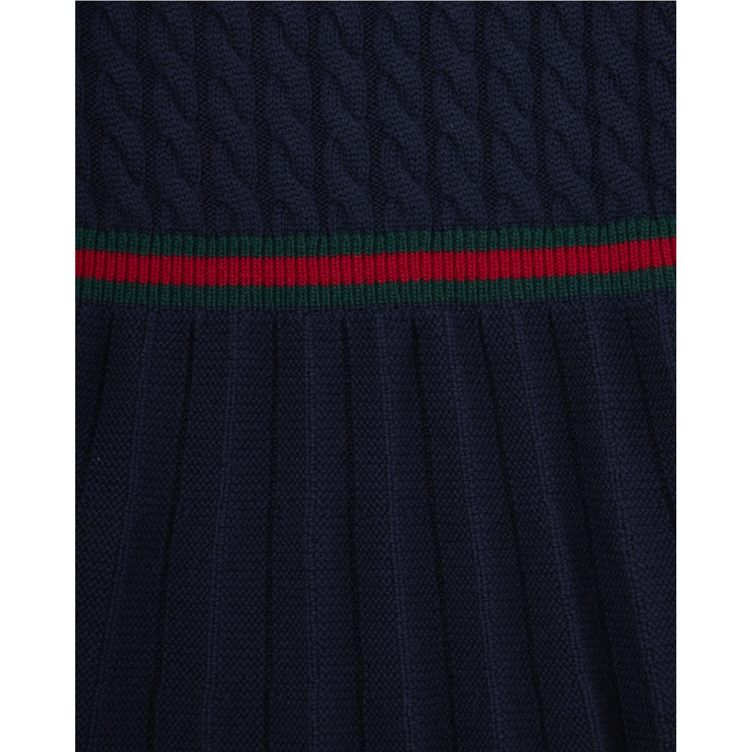 Blue Dress with Round Neck and Web Detail in Wool Girl