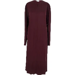 Bordeaux Midi Dress with Cape Sleeves and Cut-Out on the Front in Tech Fabric Woman