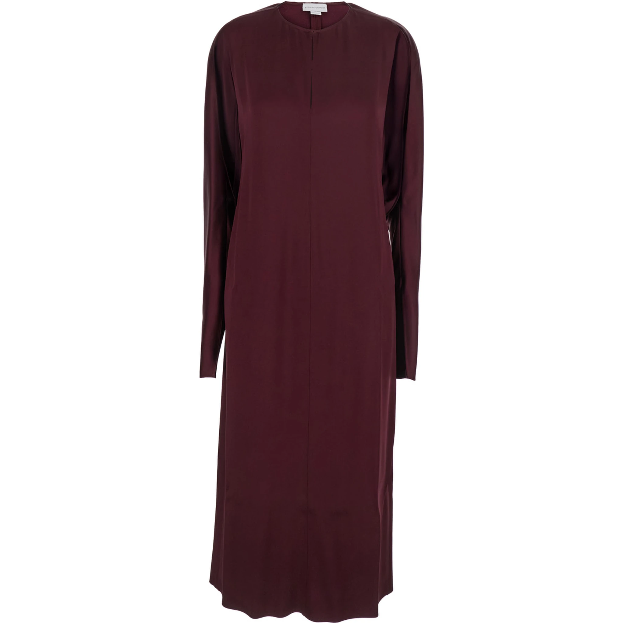 Bordeaux Midi Dress with Cape Sleeves and Cut-Out on the Front in Tech Fabric Woman