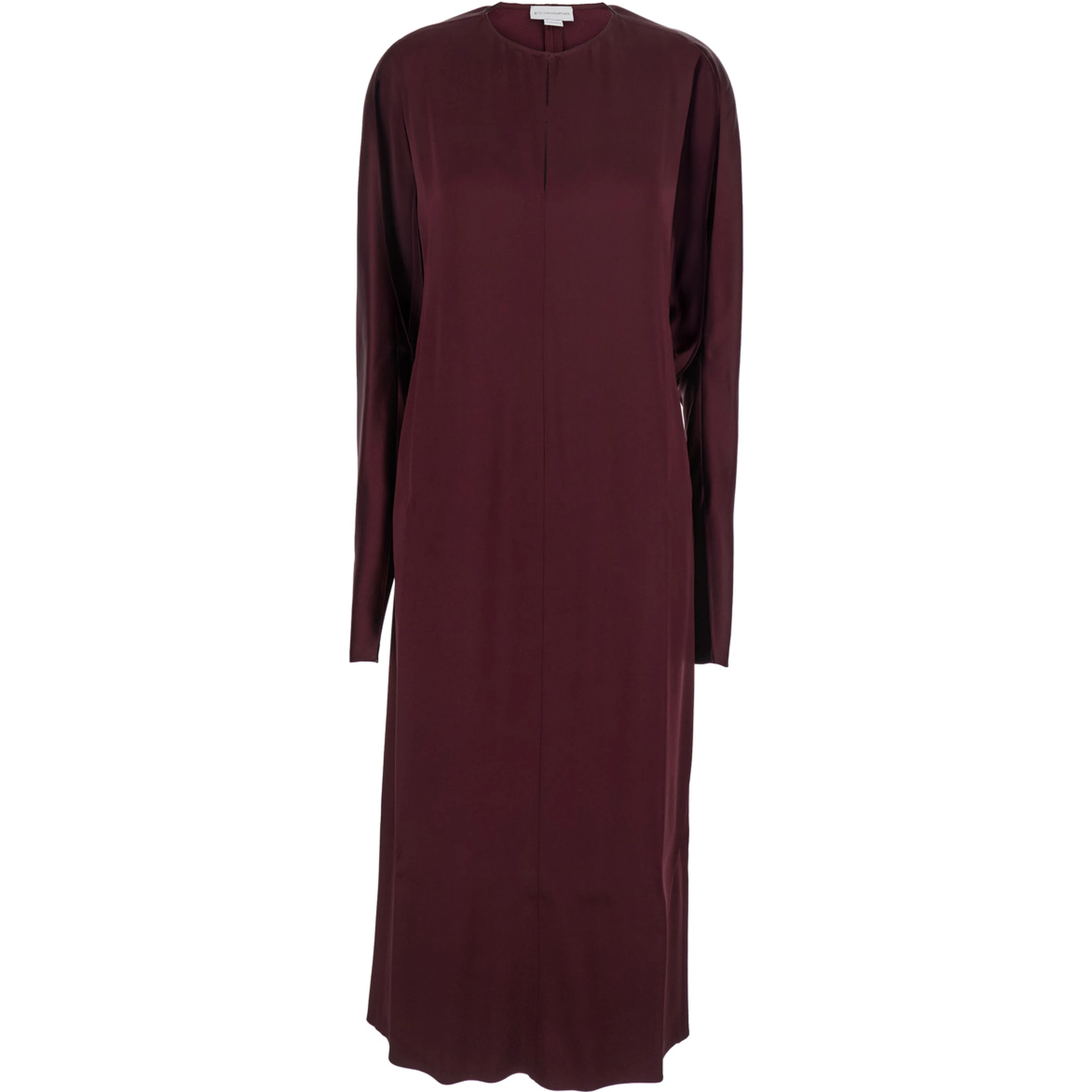 Bordeaux Midi Dress with Cape Sleeves and Cut-Out on the Front in Tech Fabric Woman