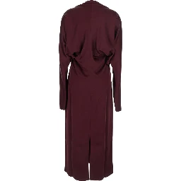 Bordeaux Midi Dress with Cape Sleeves and Cut-Out on the Front in Tech Fabric Woman