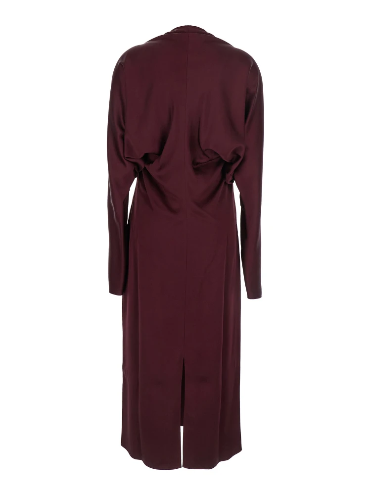 Bordeaux Midi Dress with Cape Sleeves and Cut-Out on the Front in Tech Fabric Woman alternative