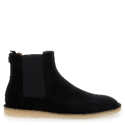 Black Pull-On Ankle Boots with DG Logo in Suede Man