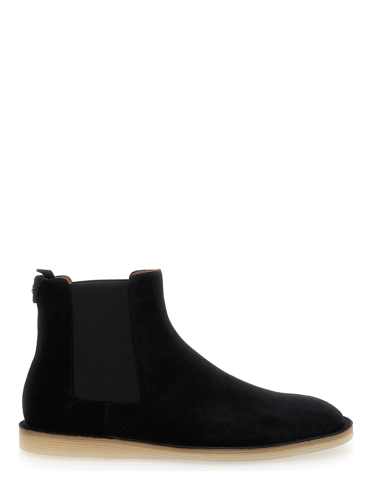 Black Pull-On Ankle Boots with DG Logo in Suede Man