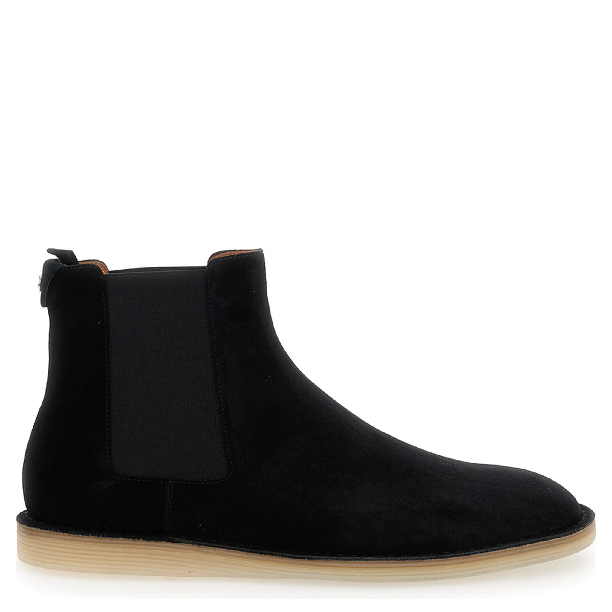Black Pull-On Ankle Boots with DG Logo in Suede Man