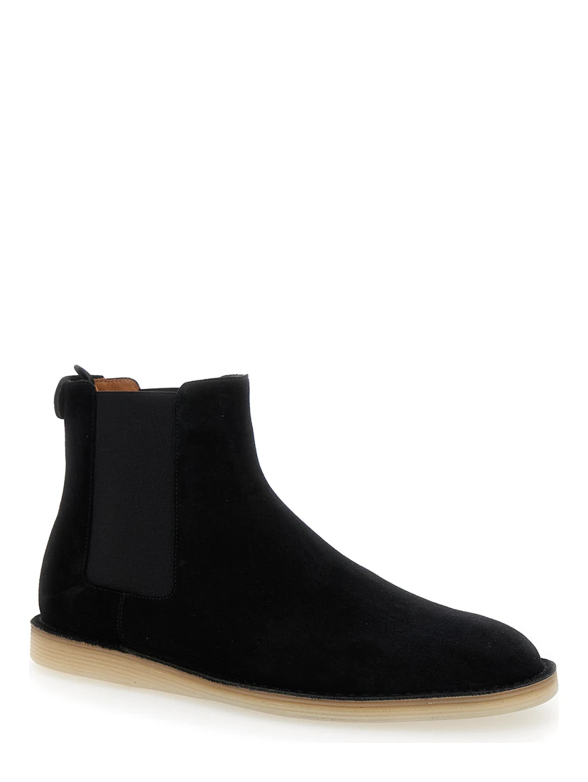 Black Pull-On Ankle Boots with DG Logo in Suede Man