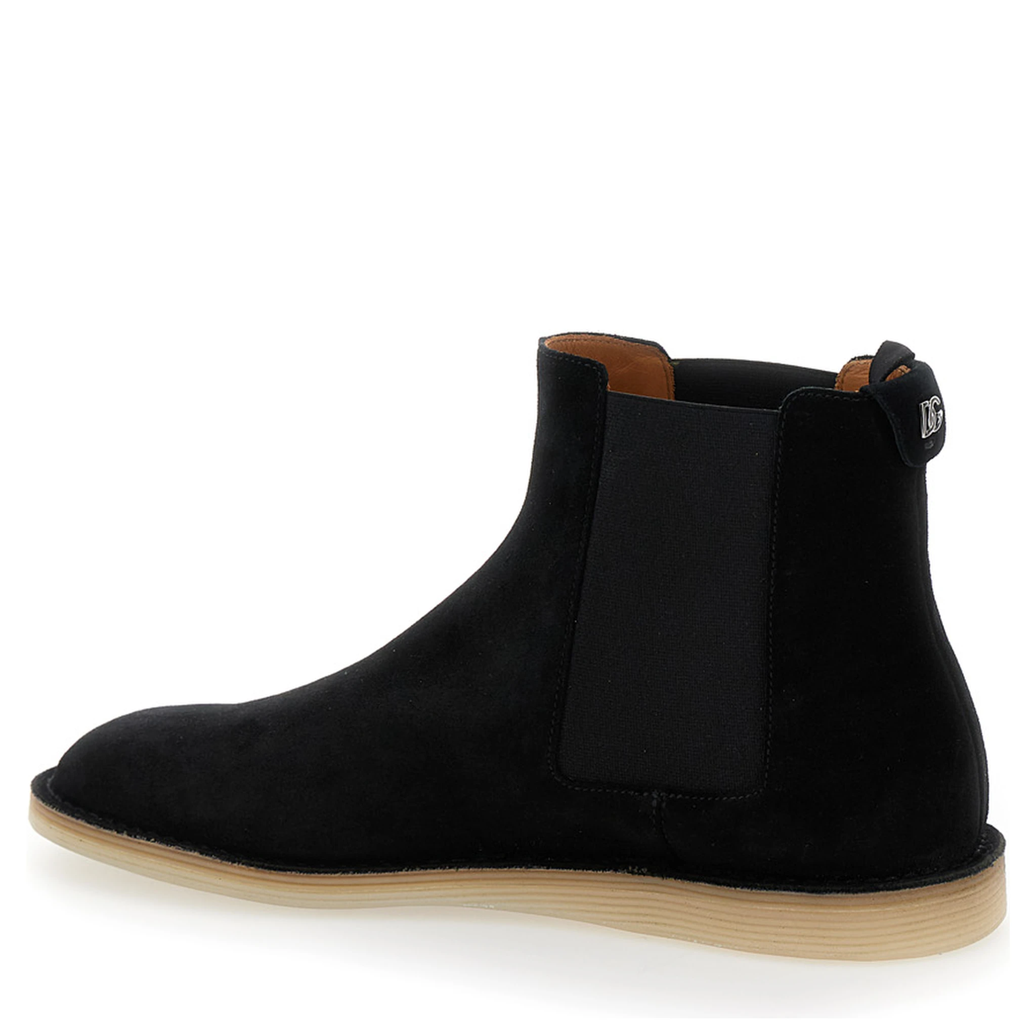 Black Pull-On Ankle Boots with DG Logo in Suede Man