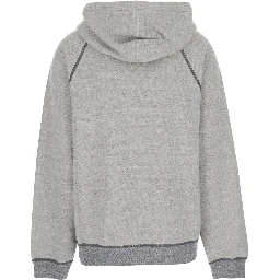 Grey Sweatshirt with Front Logo Lettering in Cotton Blend Woman