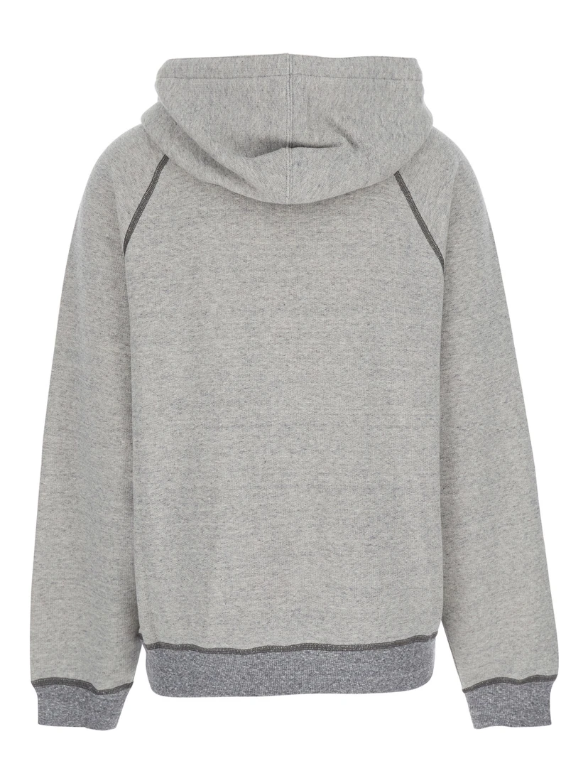 Grey Sweatshirt with Front Logo Lettering in Cotton Blend Woman