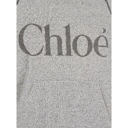 Grey Sweatshirt with Front Logo Lettering in Cotton Blend Woman