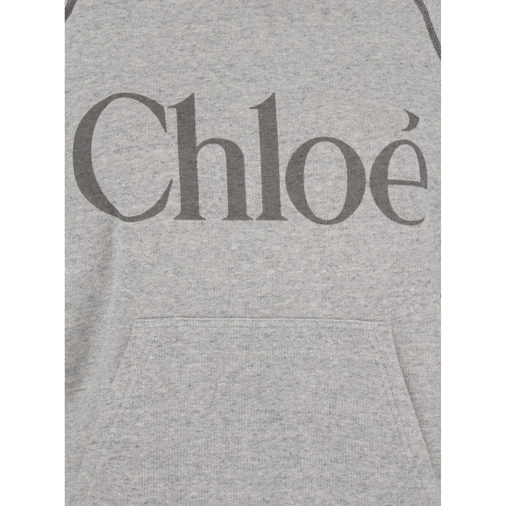Grey Sweatshirt with Front Logo Lettering in Cotton Blend Woman