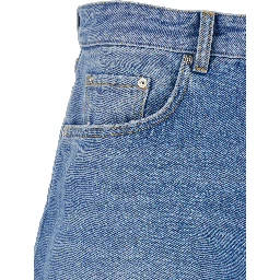 Light Blue Bermuda Pants with Wide Leg and Logo Patch on the Rear in Denim Man