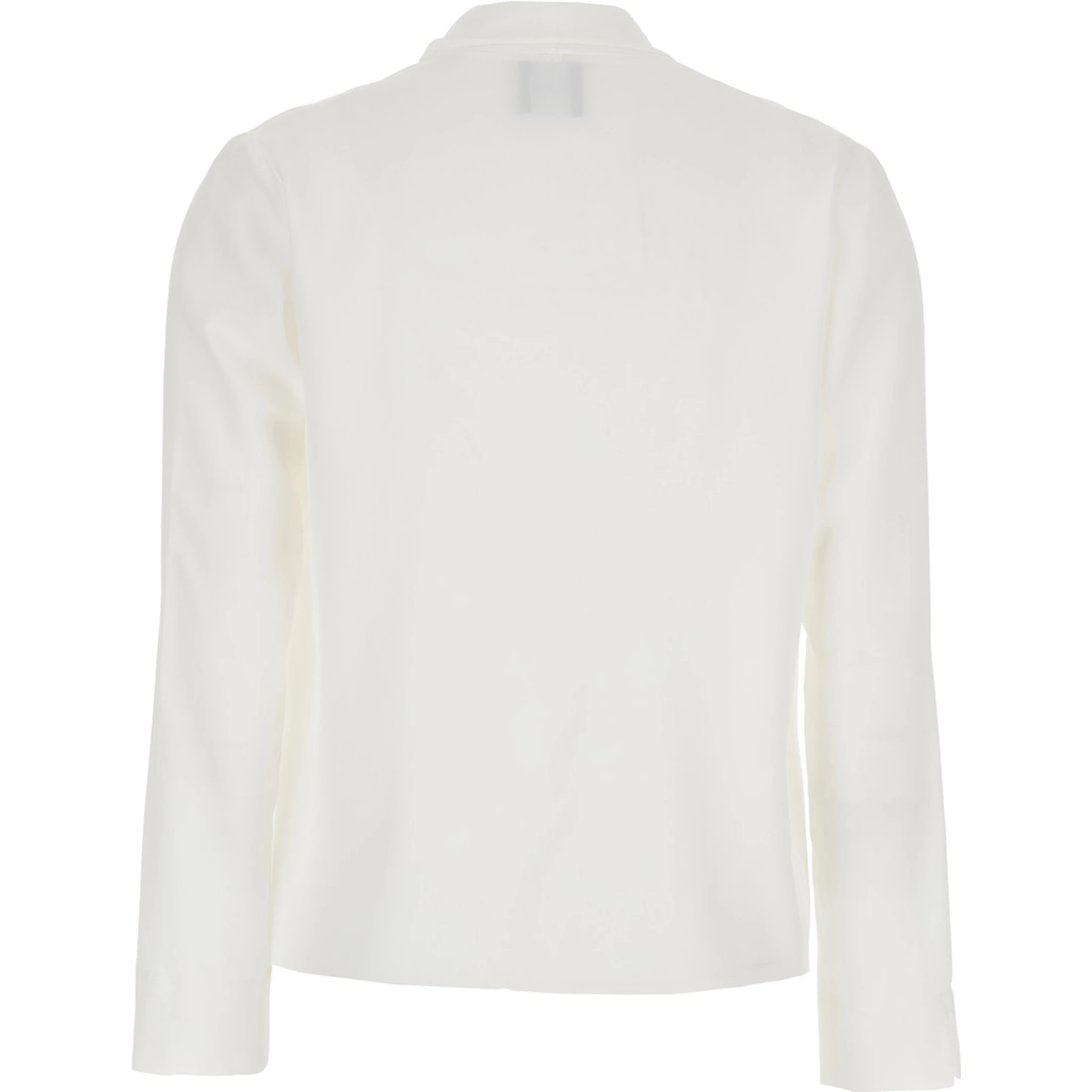 White Blouse with Front Neckline and Ruffles in Fabric Woman
