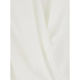 White Blouse with Front Neckline and Ruffles in Fabric Woman