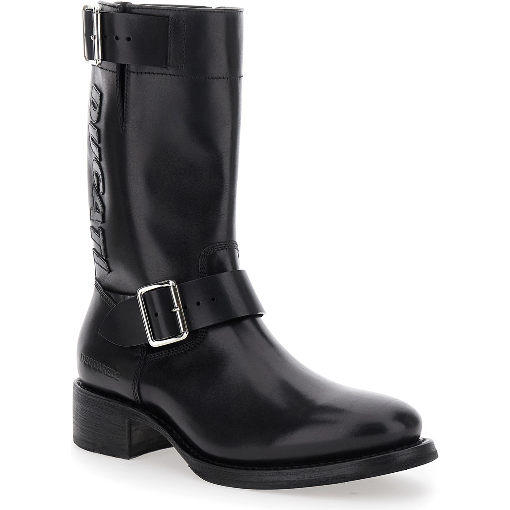 Ducati x D2 Black Ankle Boots with Side Zip Closure and Maxi Logo Lettering on the Side in Leather Man