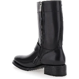 Ducati x D2 Black Ankle Boots with Side Zip Closure and Maxi Logo Lettering on the Side in Leather Man