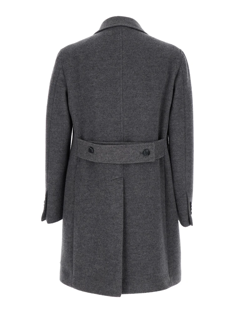 Arden Grey Double-Breasted Coat with Notched Revers in Wool and Cashmere Man alternative