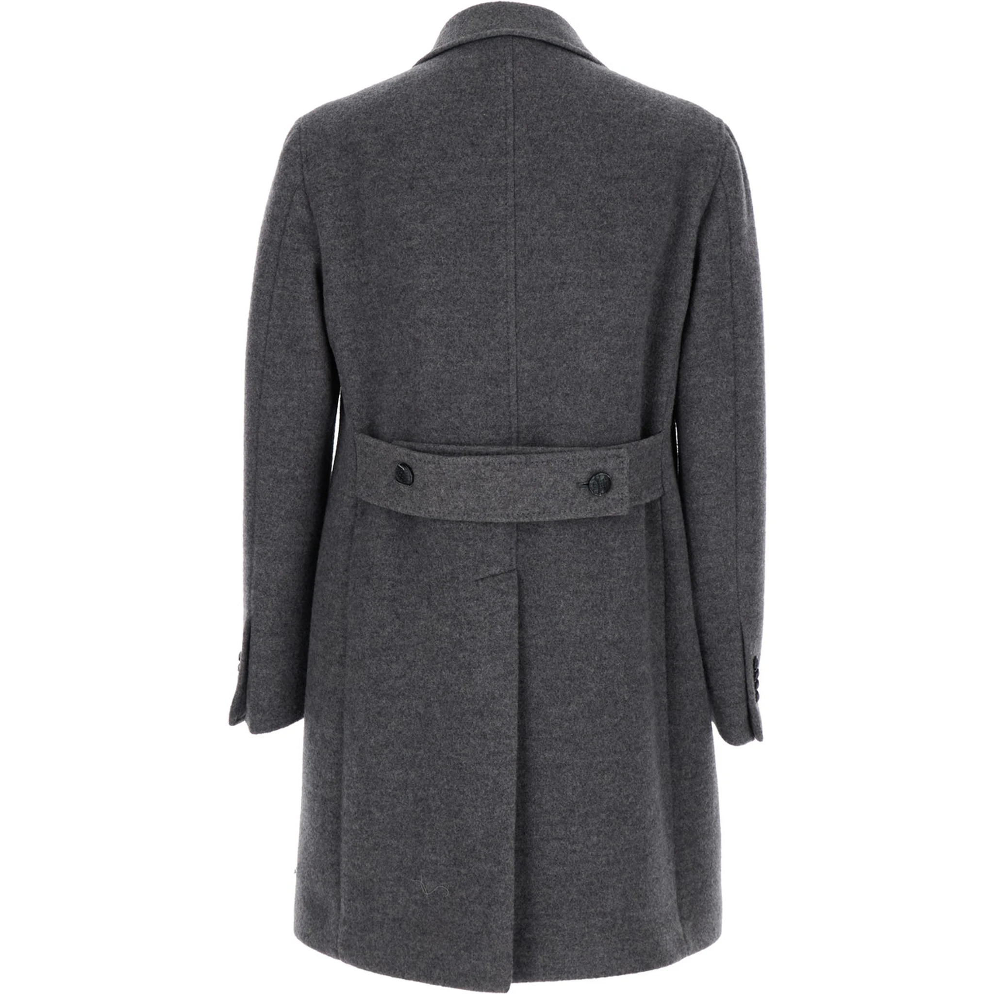 Arden Grey Double-Breasted Coat with Notched Revers in Wool and Cashmere Man