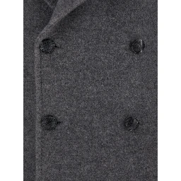 Arden Grey Double-Breasted Coat with Notched Revers in Wool and Cashmere Man