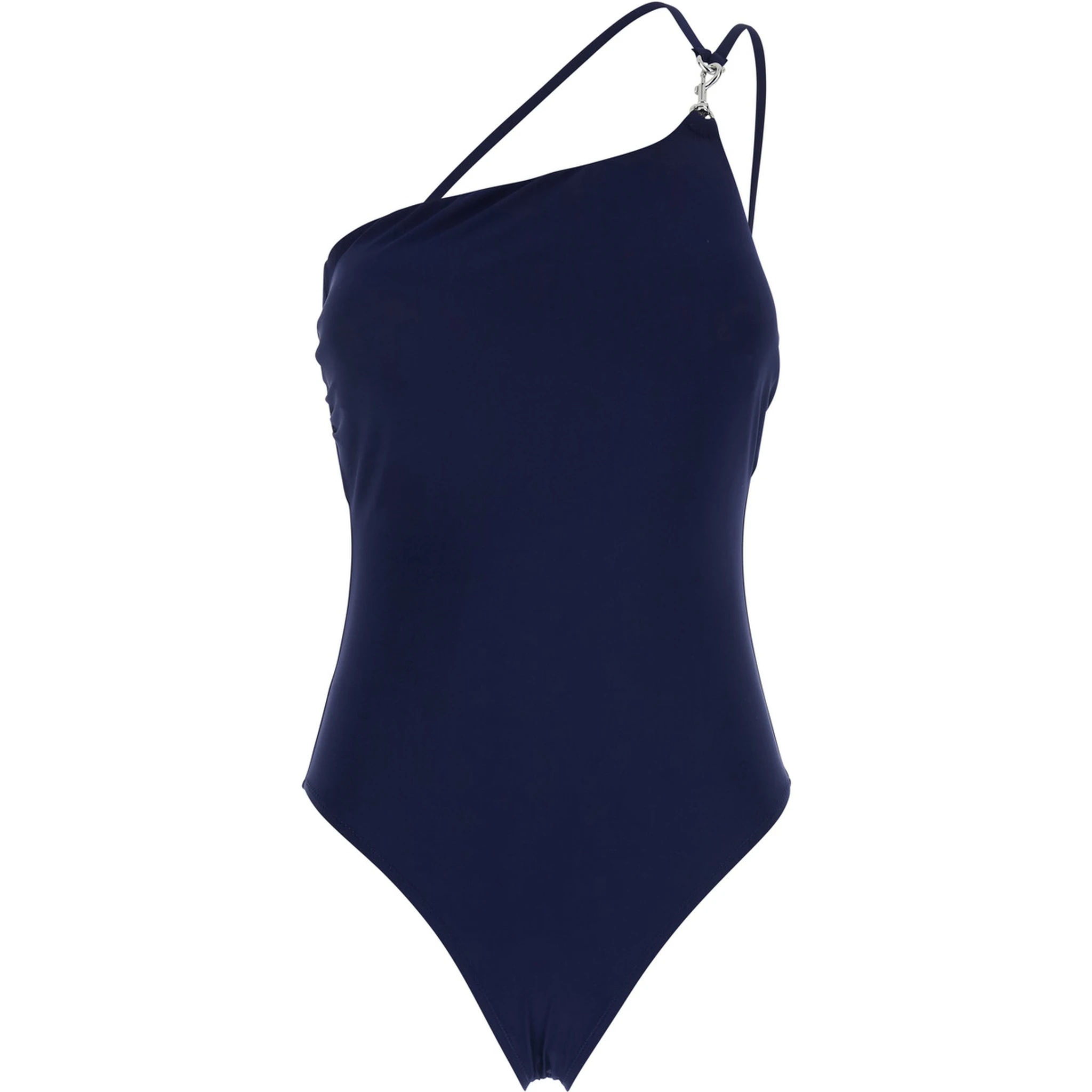 Blue One-Shoulder Swimsuit with U-Neck on the Back in Tech Fabric Woman