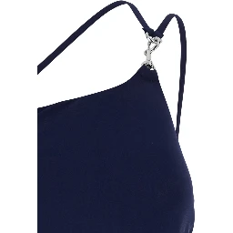 Blue One-Shoulder Swimsuit with U-Neck on the Back in Tech Fabric Woman