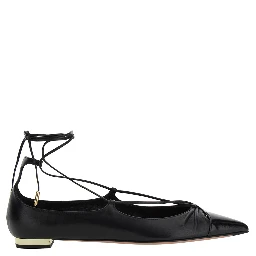 Gabi Ballet Shoes with Criss-Crossed Ankle Strap in Leather Woman