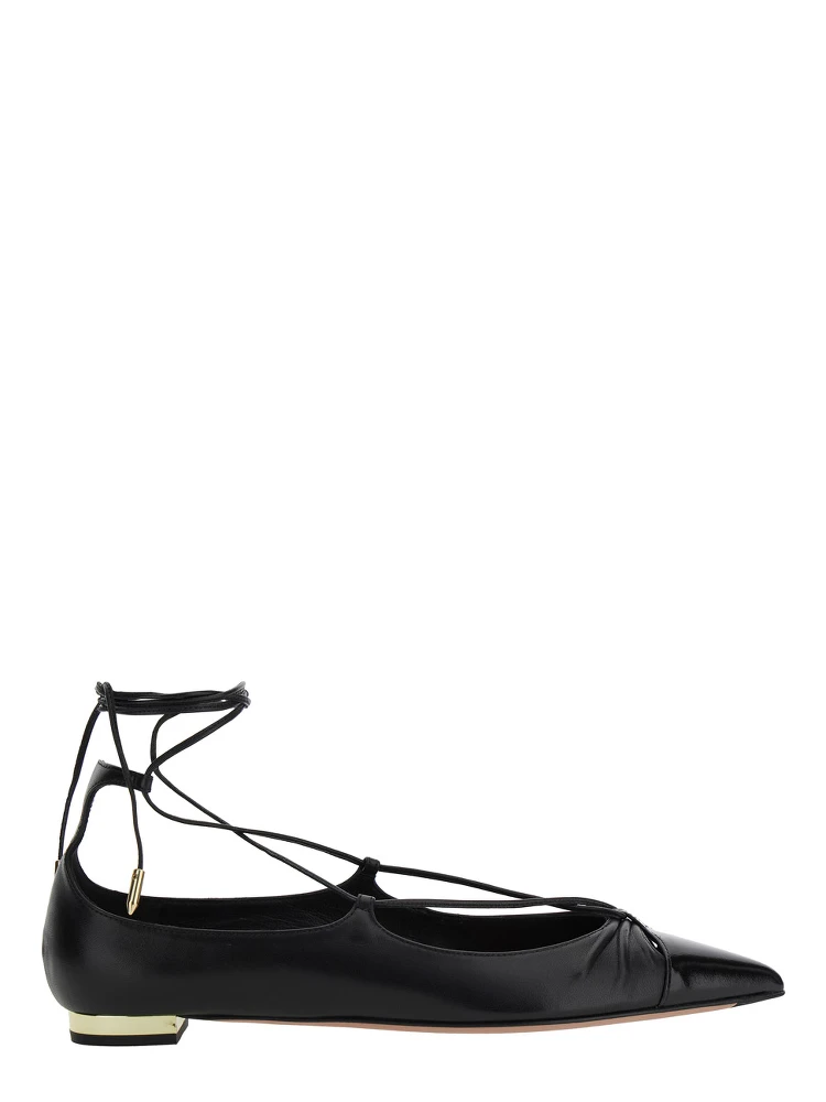Gabi Ballet Shoes with Criss-Crossed Ankle Strap in Leather Woman