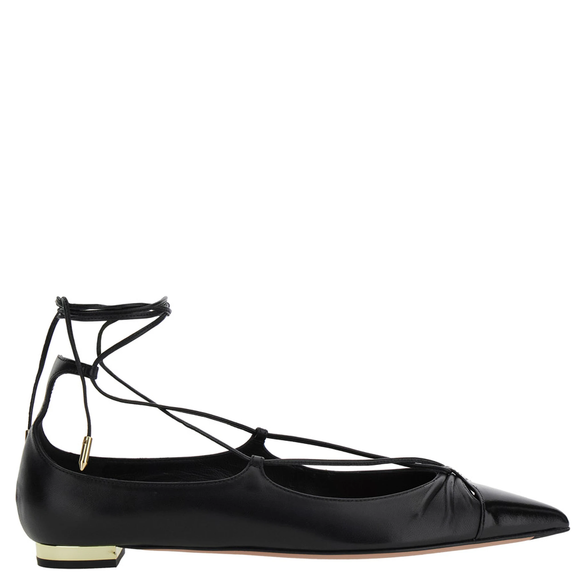 Gabi Ballet Shoes with Criss-Crossed Ankle Strap in Leather Woman