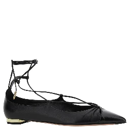 Gabi Ballet Shoes with Criss-Crossed Ankle Strap in Leather Woman