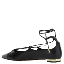 Gabi Ballet Shoes with Criss-Crossed Ankle Strap in Leather Woman
