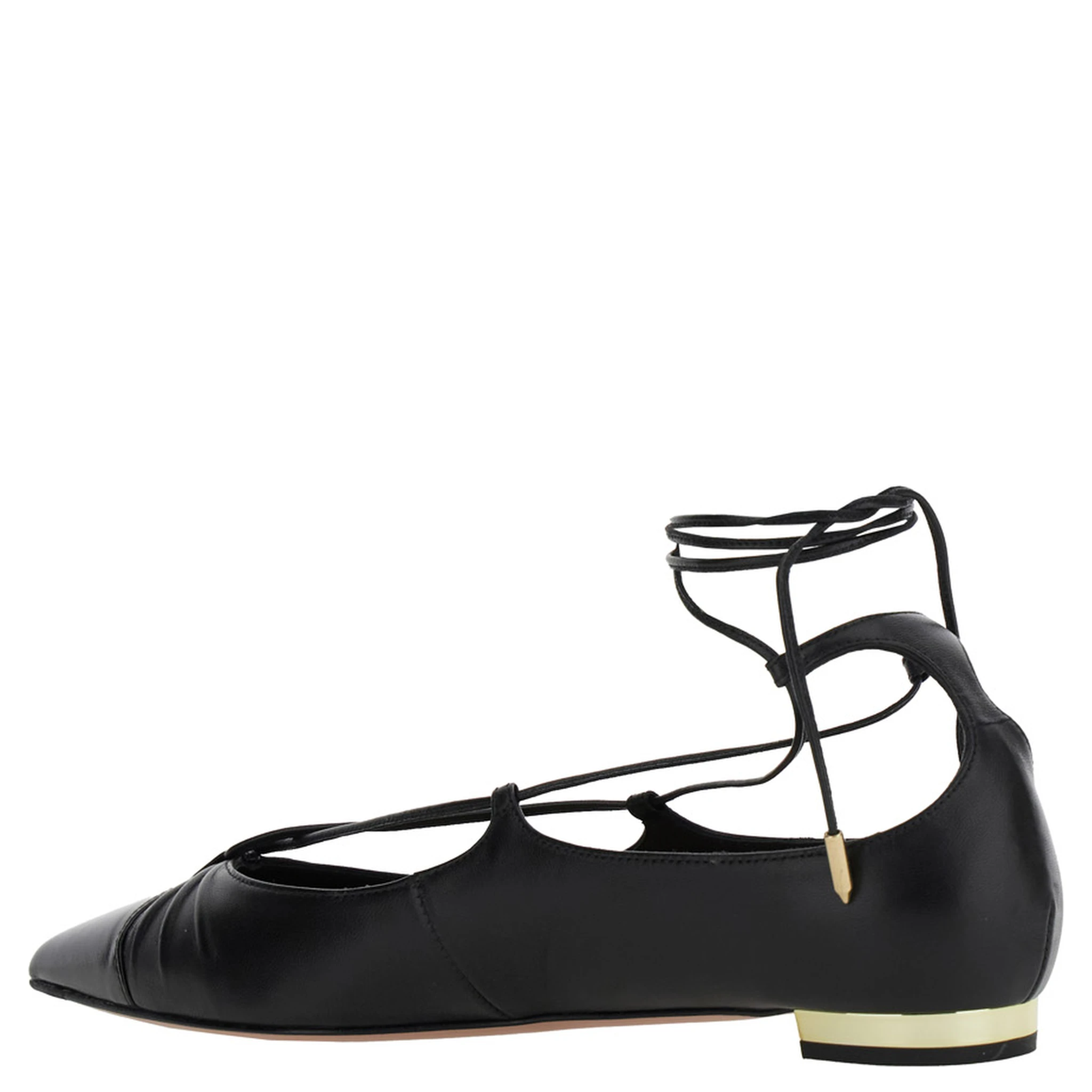 Gabi Ballet Shoes with Criss-Crossed Ankle Strap in Leather Woman