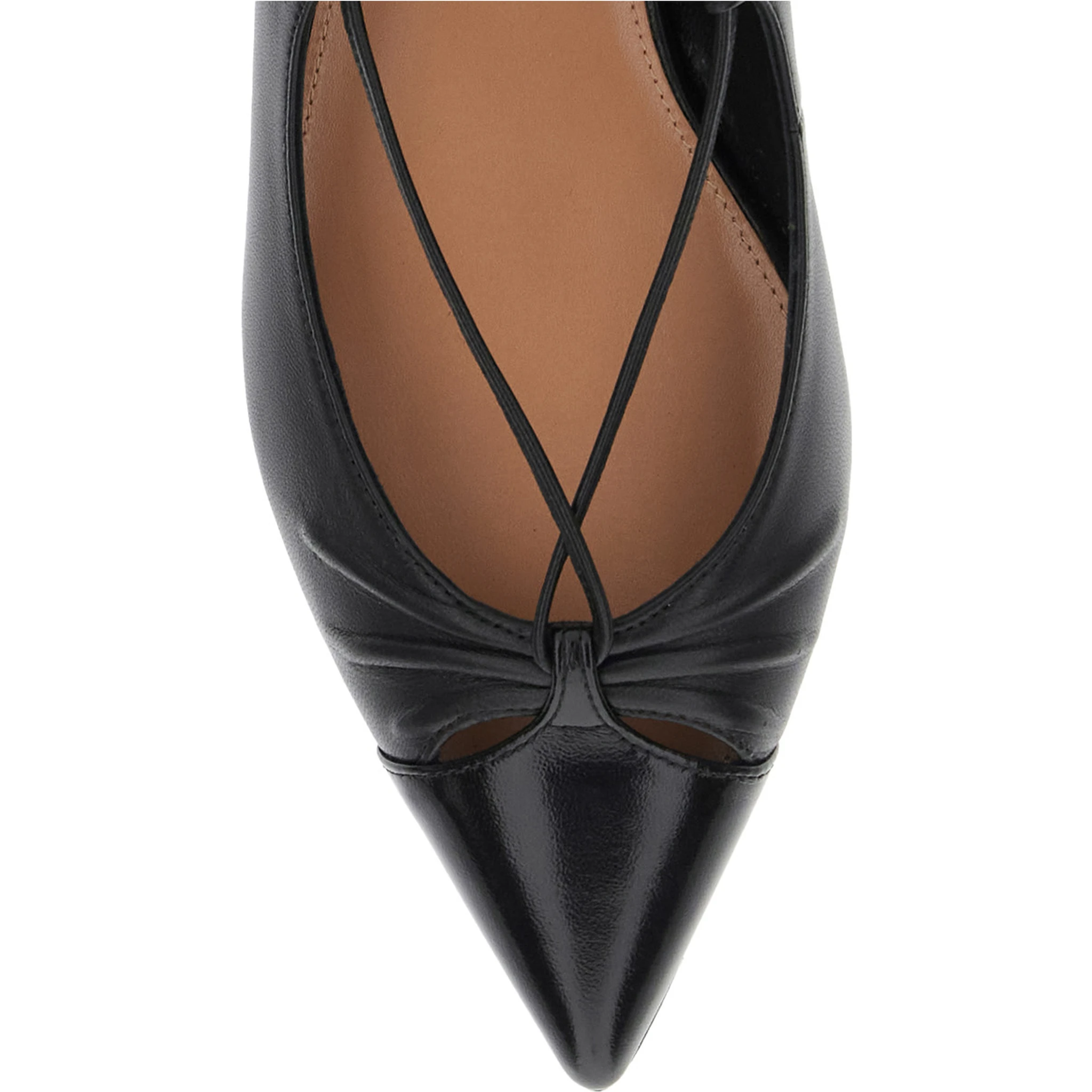 Gabi Ballet Shoes with Criss-Crossed Ankle Strap in Leather Woman