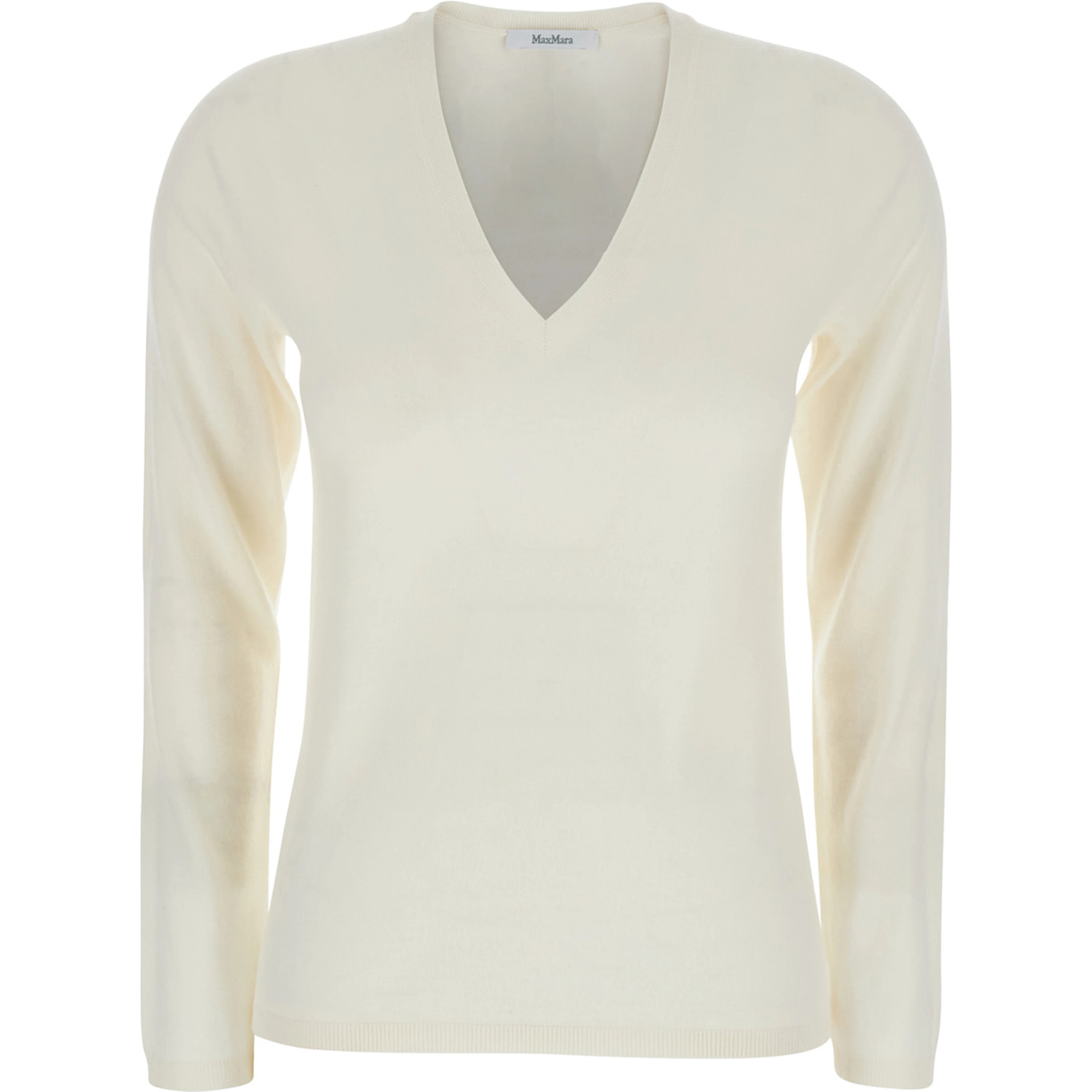White V-neck Sweater in Cashmere Woman