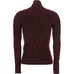 Bordeaux Turtleneck Sweater with Ribbed Design in Wool Blend Woman