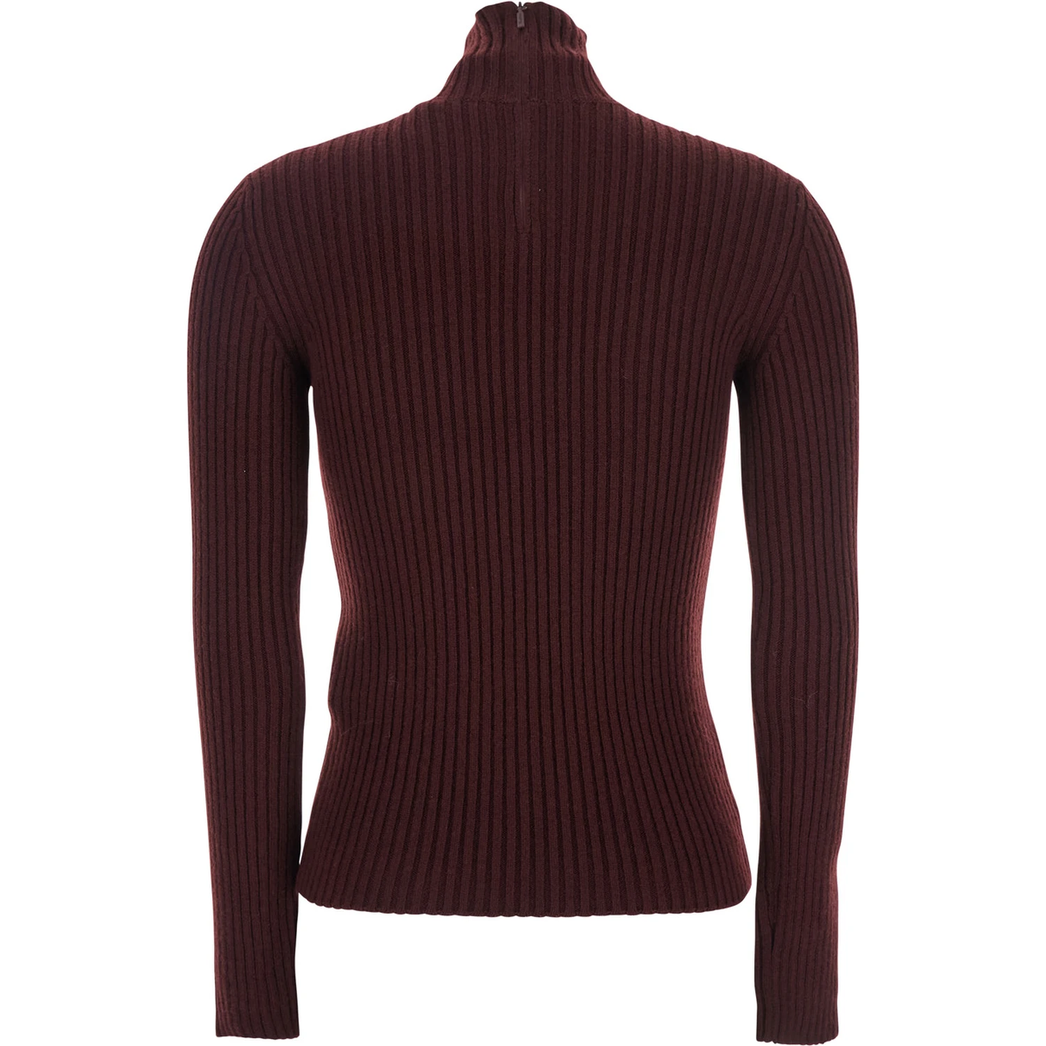 Bordeaux Turtleneck Sweater with Ribbed Design in Wool Blend Woman