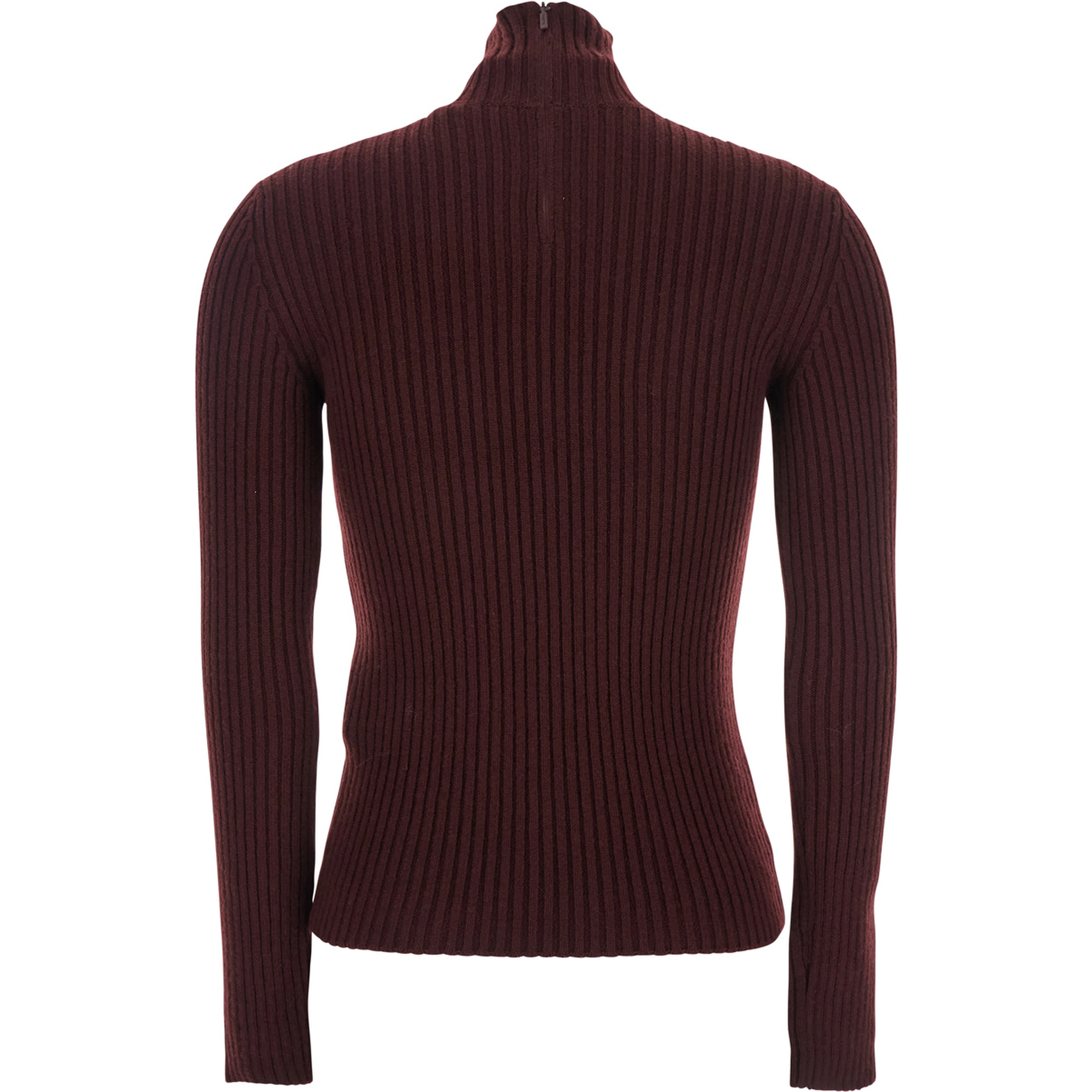 Bordeaux Turtleneck Sweater with Ribbed Design in Wool Blend Woman