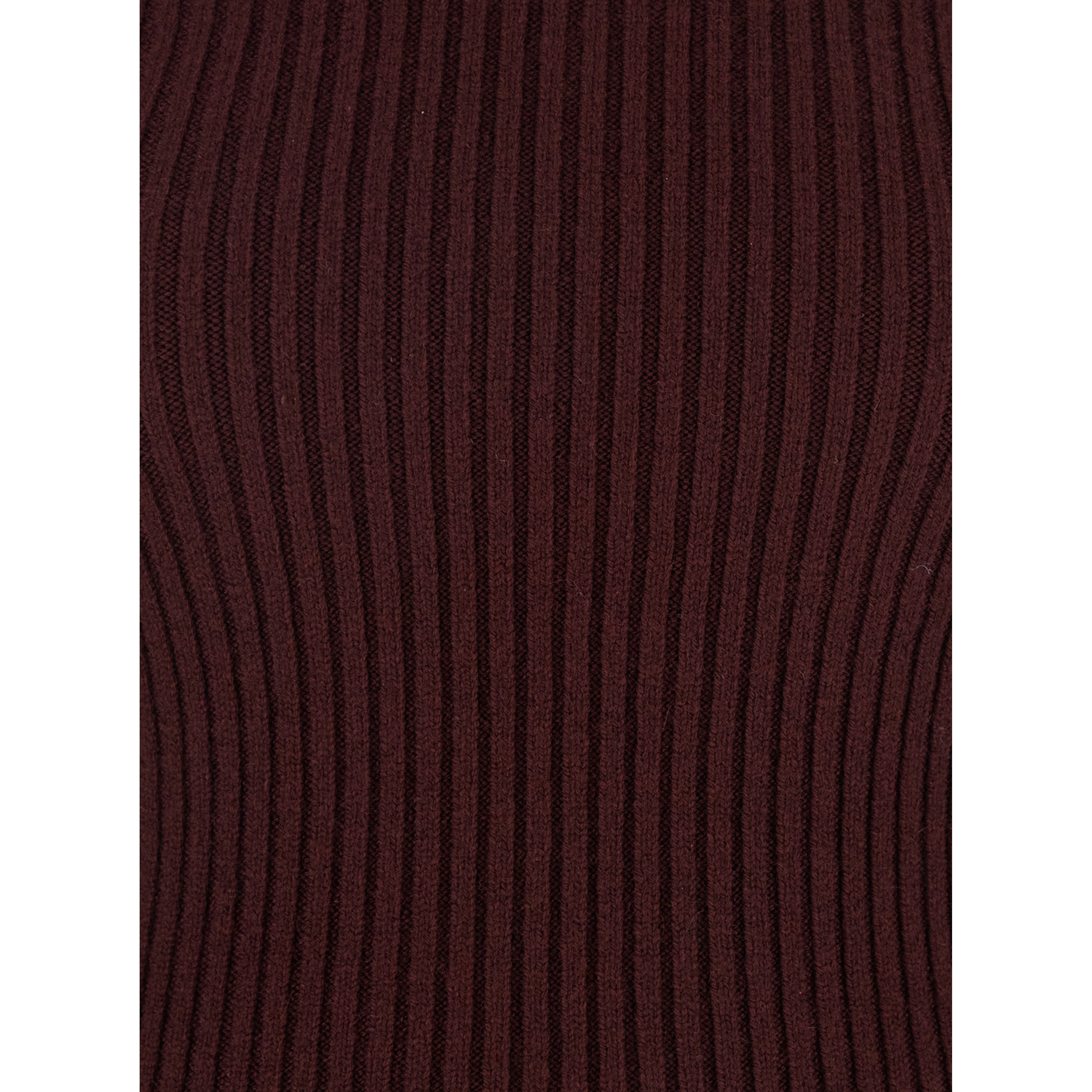 Bordeaux Turtleneck Sweater with Ribbed Design in Wool Blend Woman