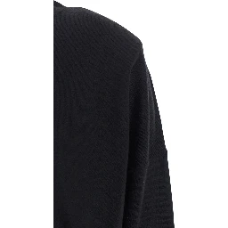 Black Dress with Boat Neck in Wool and Cashmere Blend Woman