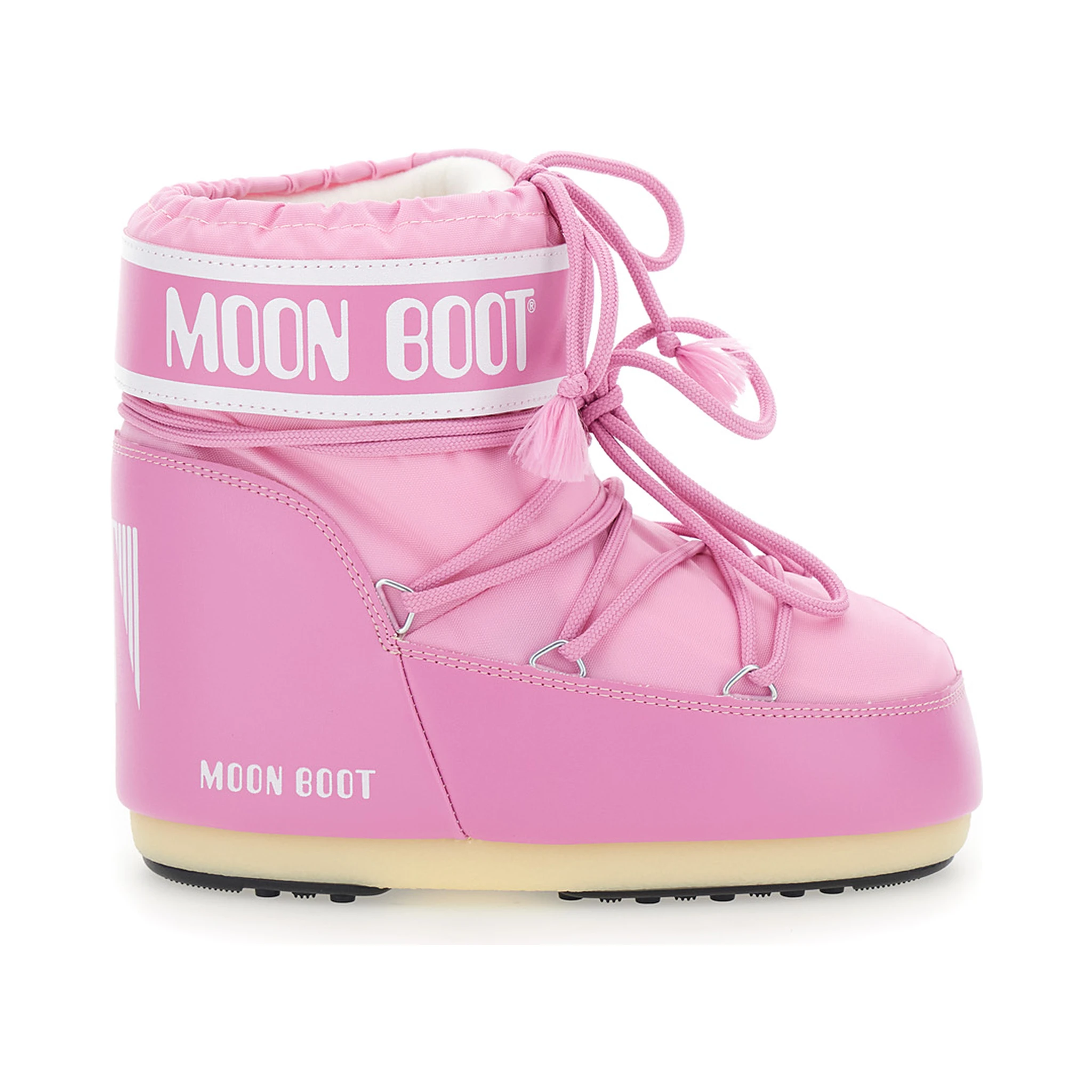 Icon Pink Snow Ankle Boots with Maxi Logo Print on the Side in Tech Fabric Girl