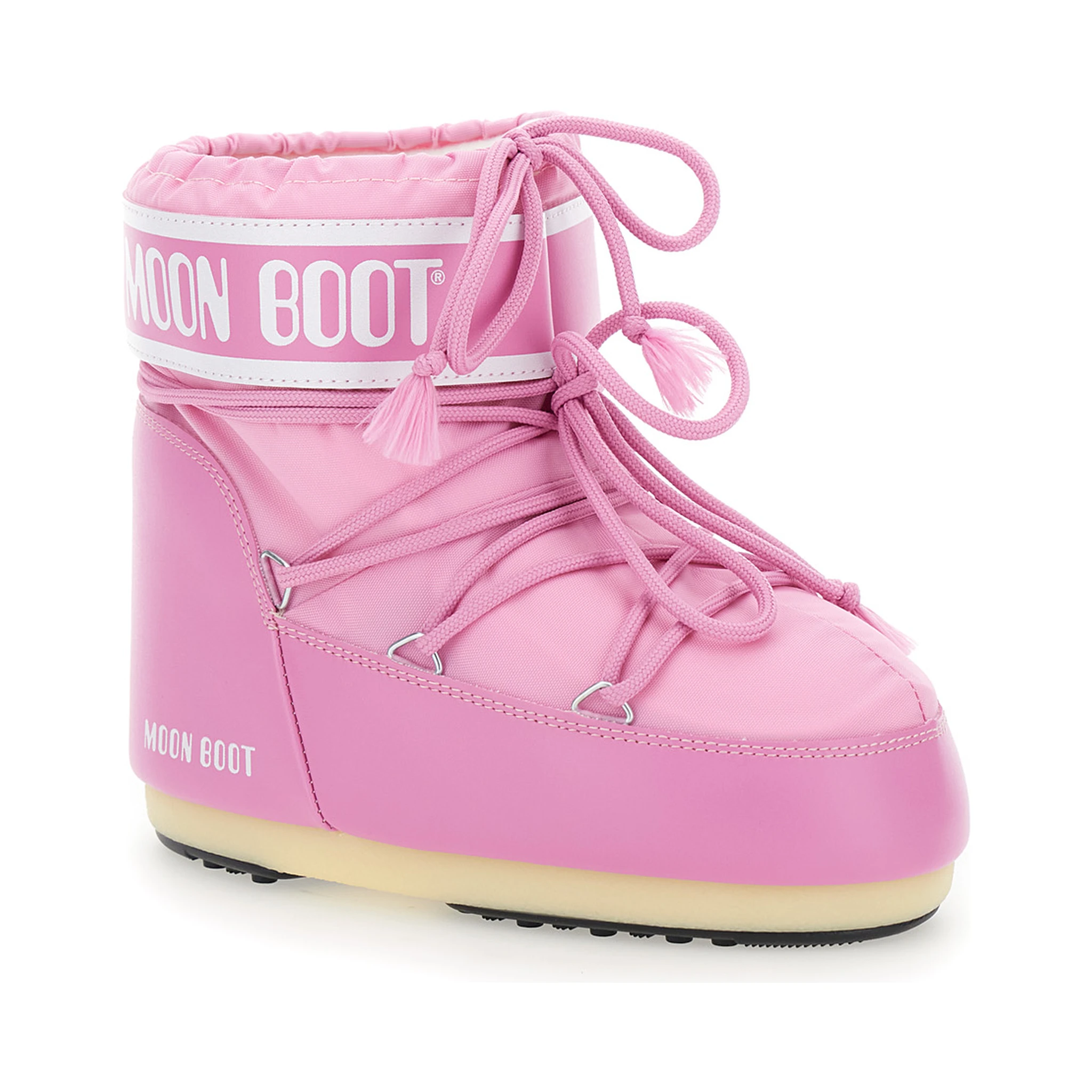 Icon Pink Snow Ankle Boots with Maxi Logo Print on the Side in Tech Fabric Girl