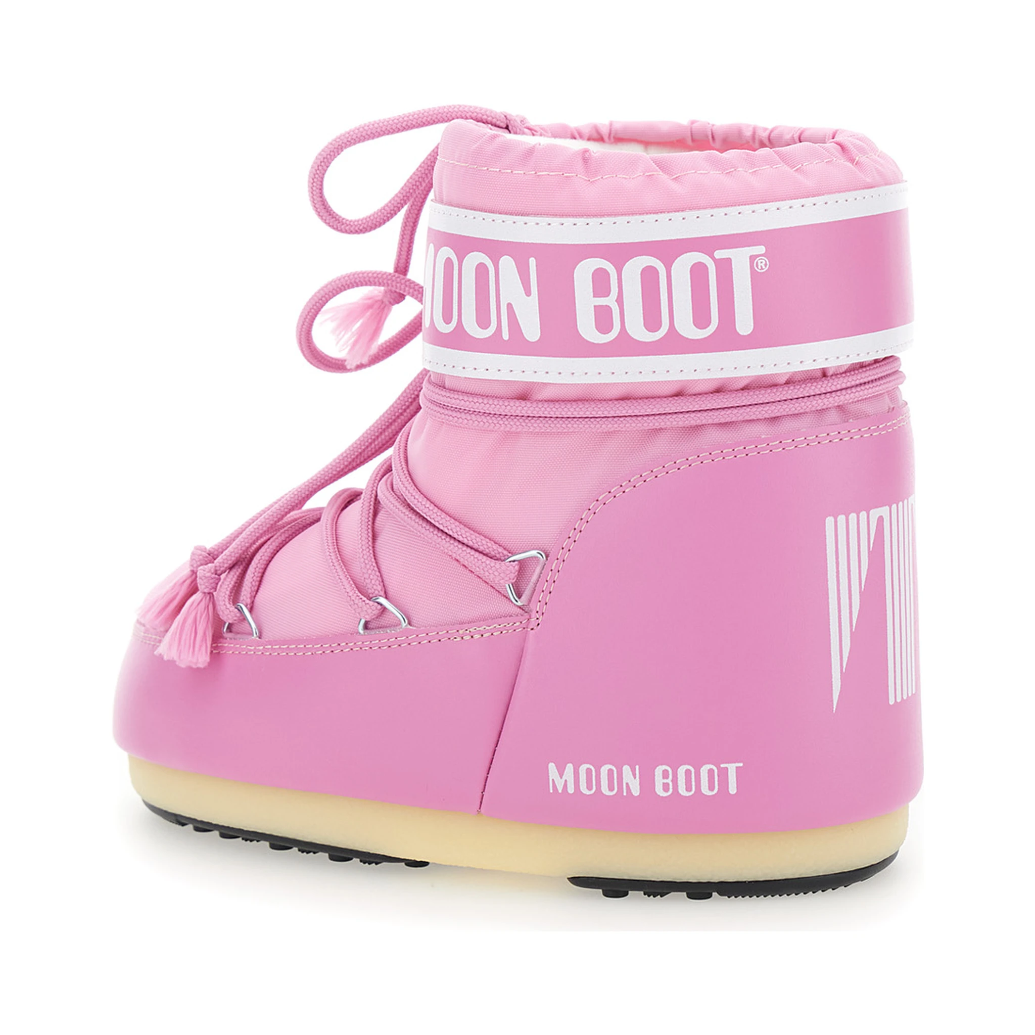 Icon Pink Snow Ankle Boots with Maxi Logo Print on the Side in Tech Fabric Girl