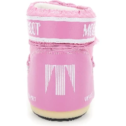 Icon Pink Snow Ankle Boots with Maxi Logo Print on the Side in Tech Fabric Girl