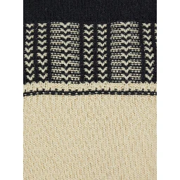 Black and White Crew Neck Sweaterwith All-Over Intarsia in Wool Woman