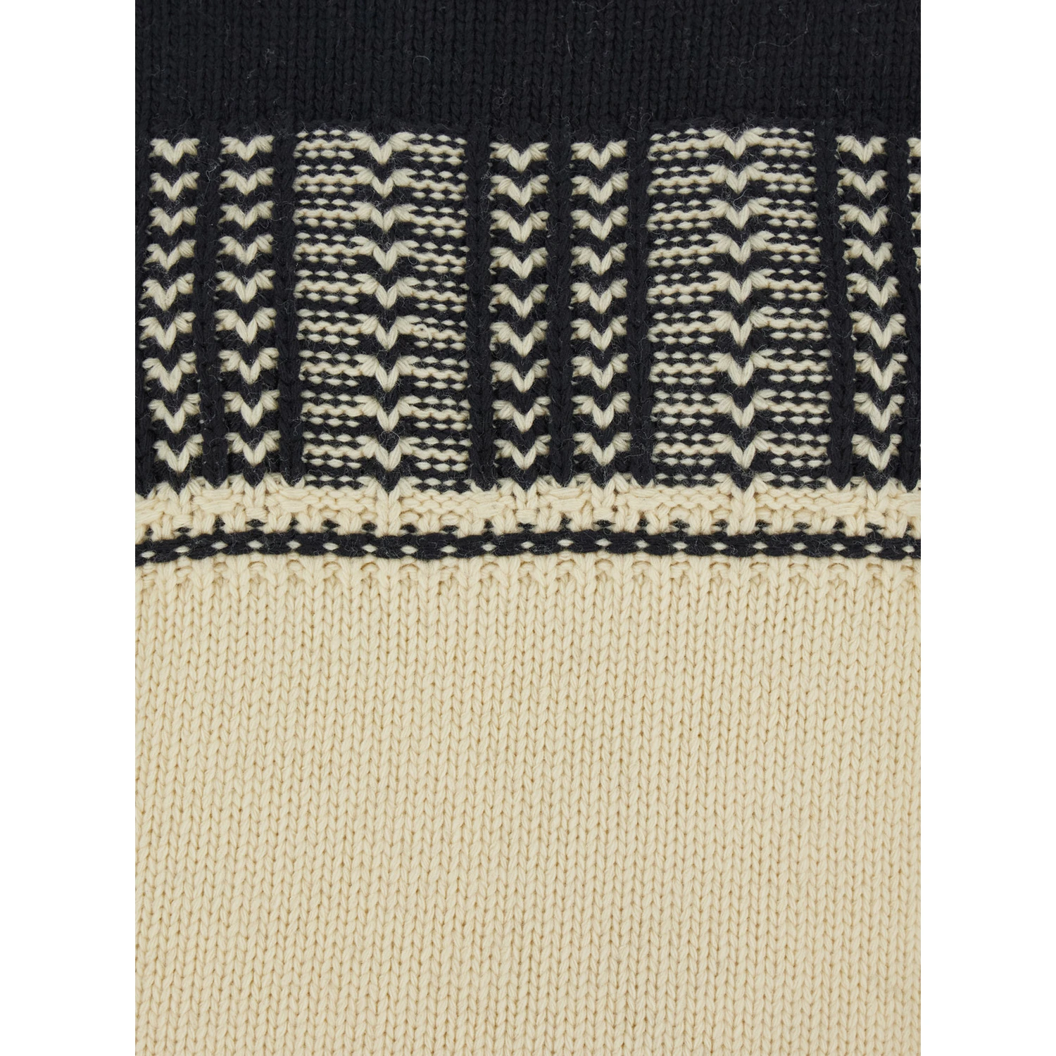 Black and White Crew Neck Sweaterwith All-Over Intarsia in Wool Woman