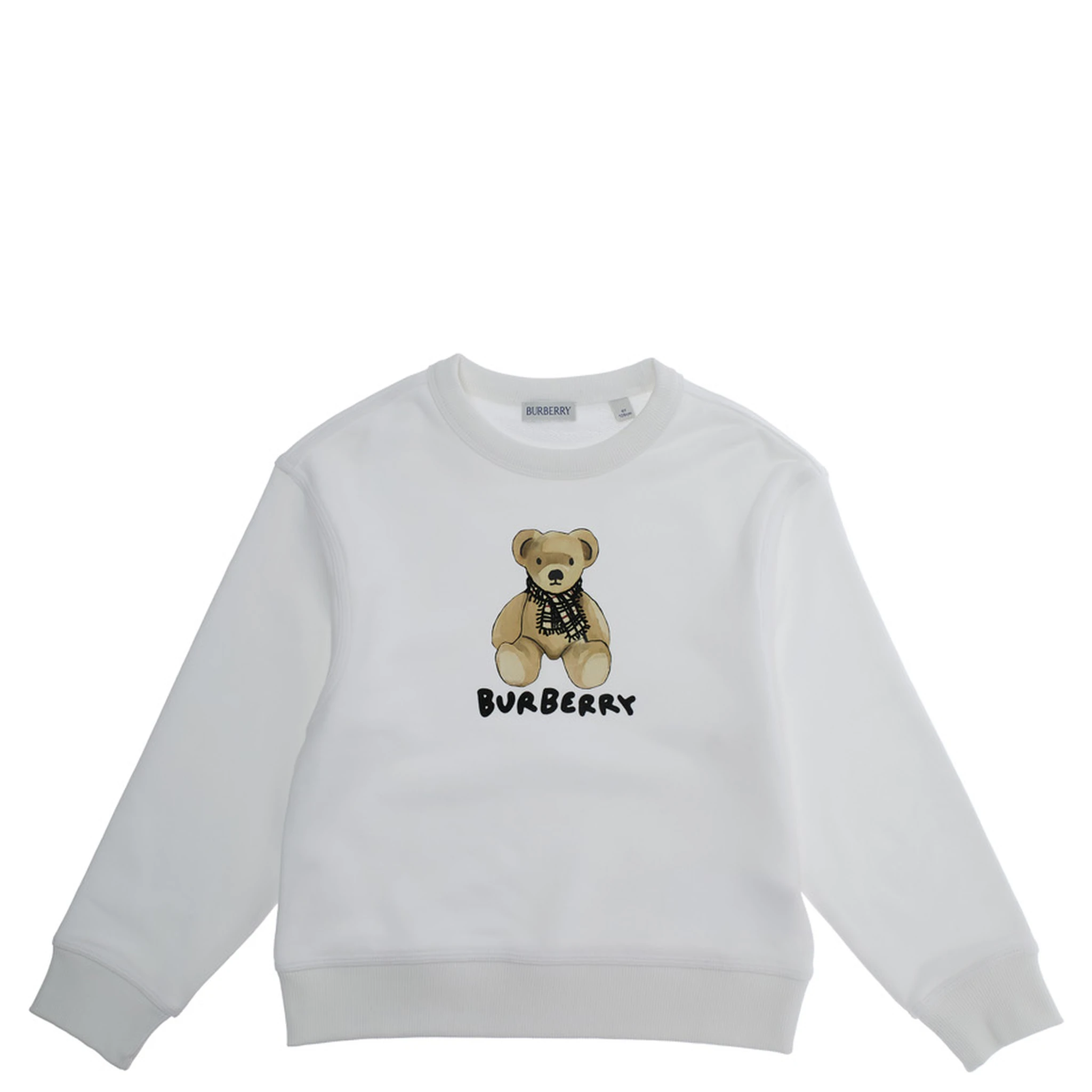 White Sweatshirt with Round Neck and Logo Print on the Front in Cotton Girl