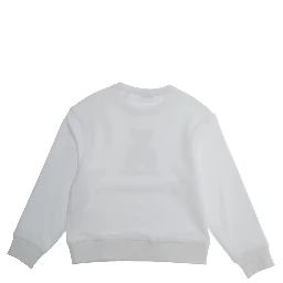 White Sweatshirt with Round Neck and Logo Print on the Front in Cotton Girl