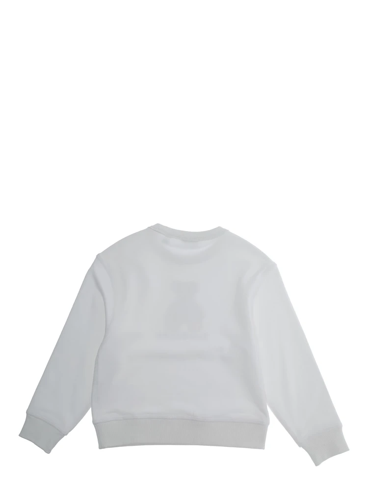 White Sweatshirt with Round Neck and Logo Print on the Front in Cotton Girl alternative