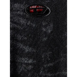 Grey Skirt with Oval D Logo Plaque and Frayed Edges in Cotton Blend Woman