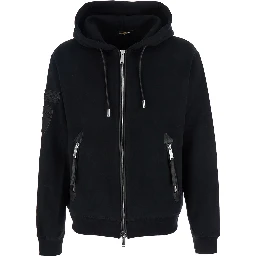 Ducati x D2 Black Sweatshirt with Drawstring Hood and Maxi Logo Lettering on the Rear in Cotton Man